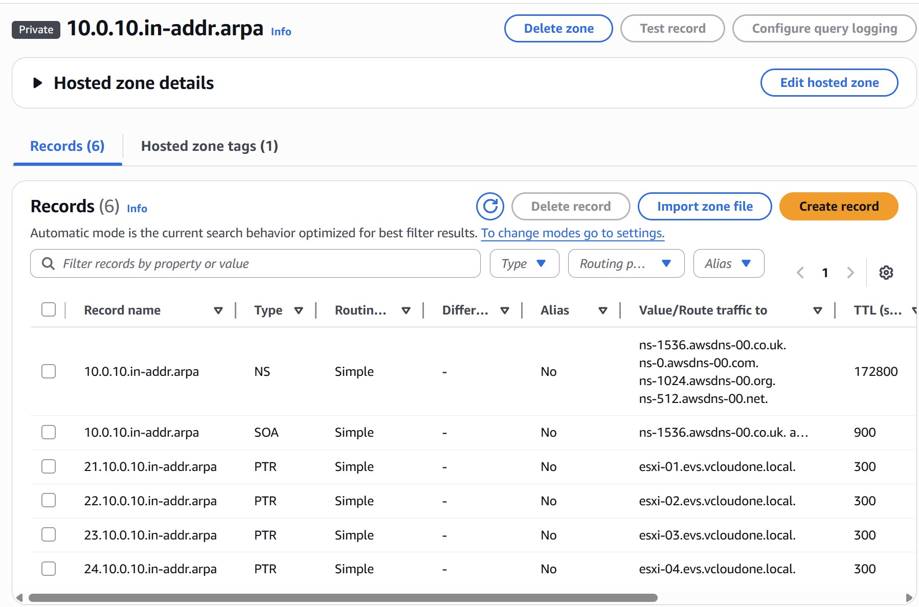 Reverse PTR zone for Host Management VLAN (10.0.10.x)